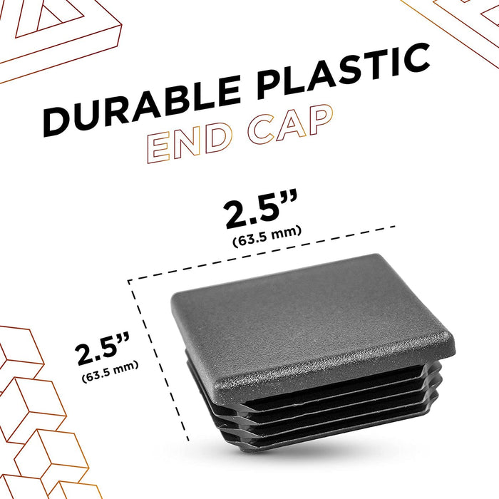 Plastic Hole Plugs - Square Plastic Plugs Sizes Range (0.75" - 2.5" inches) Inserts for Pipe, Black End Cap for Metal Tubing, Fence, Glide Protection from Chairs and Furniture