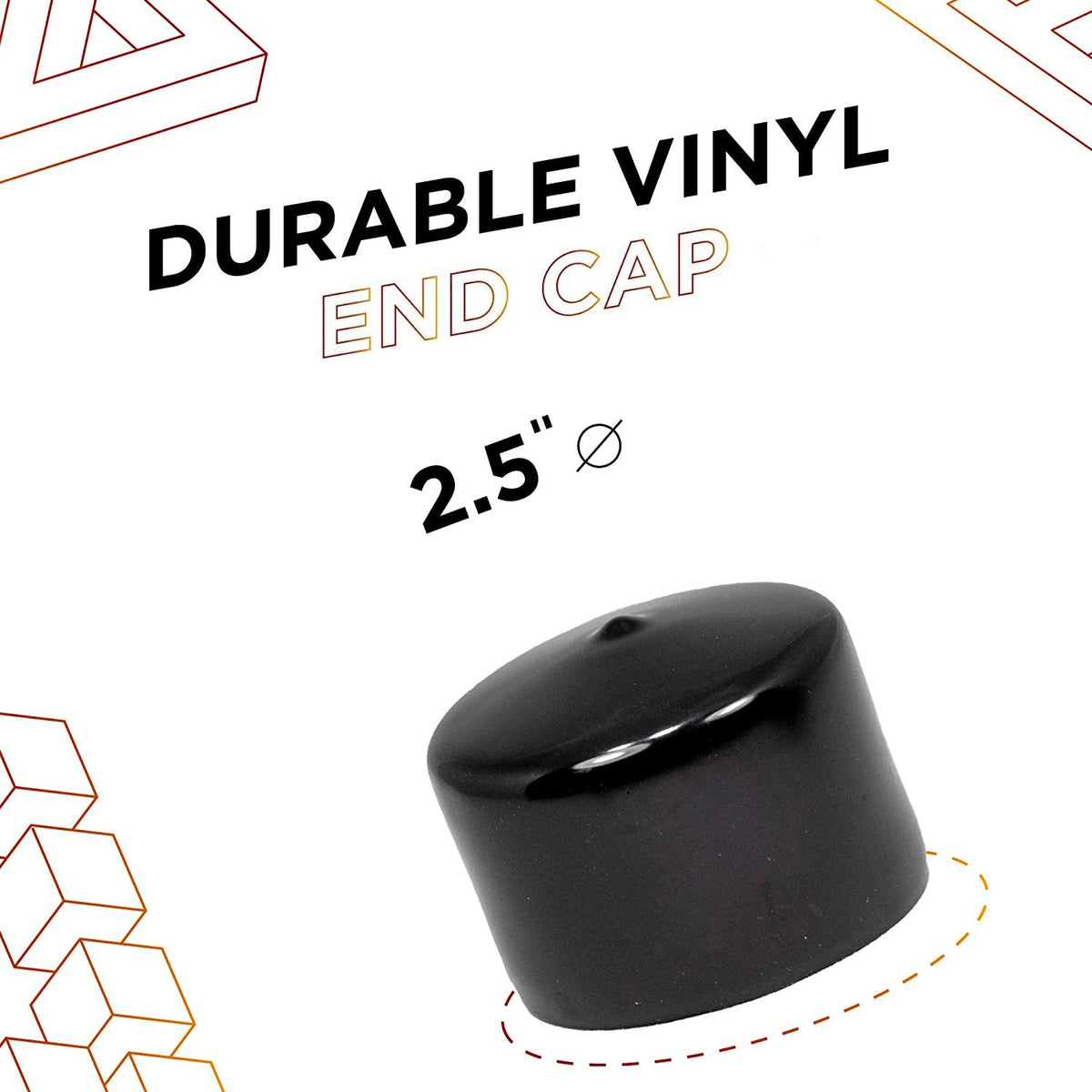 2 Inch Round Black Vinyl End Caps - 6-Pack Pipe Furniture Leg Protectors