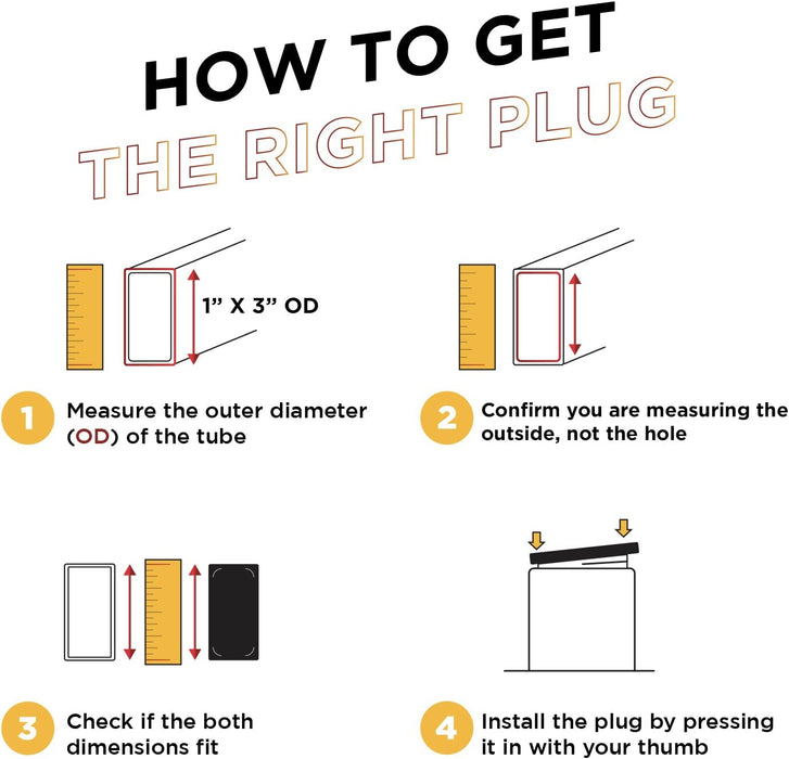 1 x 3" Inch Rectangle Plastic Plug Insert 50 Pack