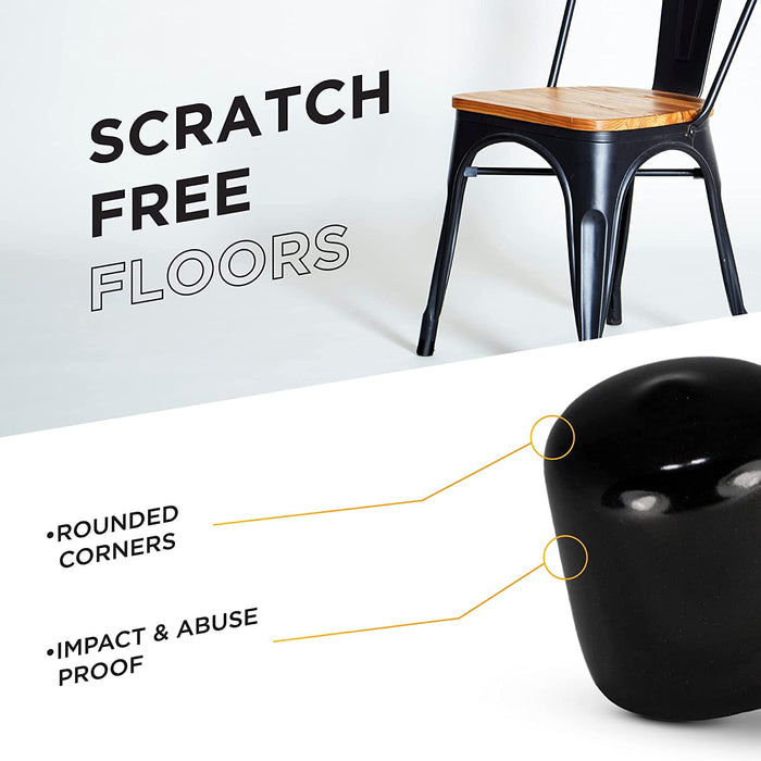 2 Inch Round Black Vinyl End Caps - 6-Pack Pipe Furniture Leg Protectors