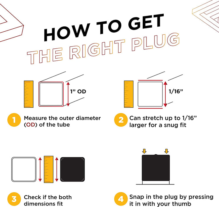 1 inch - Square Vinyl/Rubber End Cap